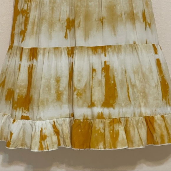 Xtraordinary Gold Zippered Ruffled Tie Dye Spaghetti Strap V Neck Short Dress - Picture 10 of 12